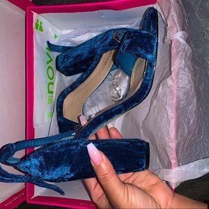 Blue Block Heeled Sandals